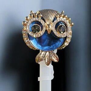 Blue Diamond Owl Straw Topper - Owl Straw Cover - Fits 10mm Straws & Stanley
